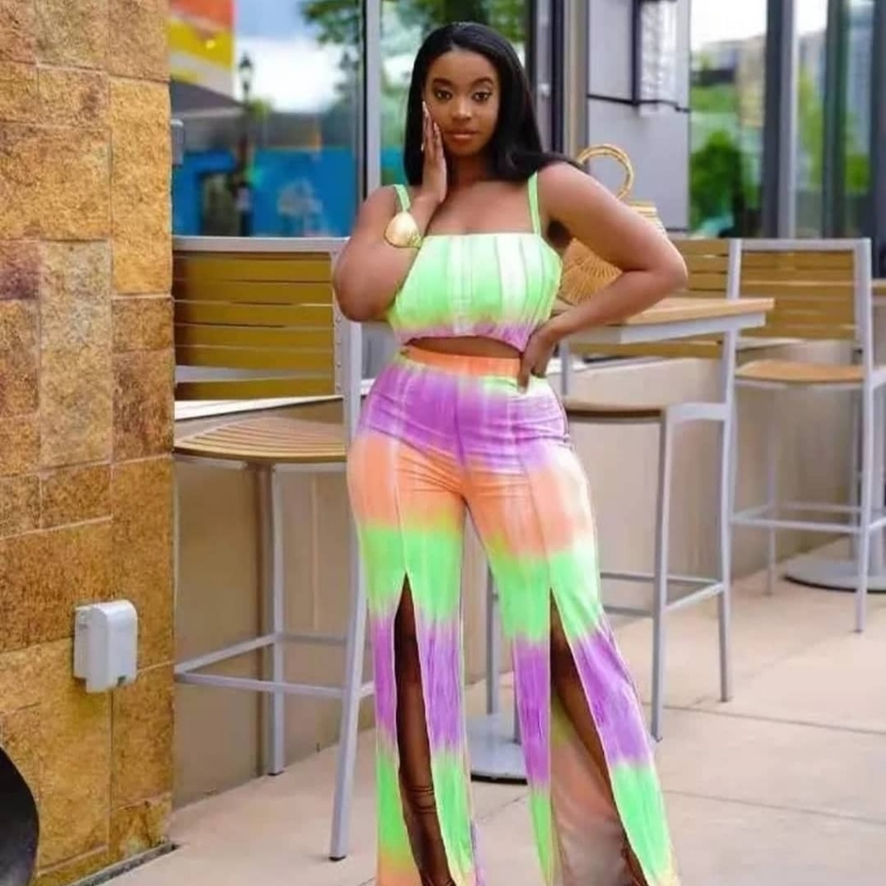 Two piece split pants set